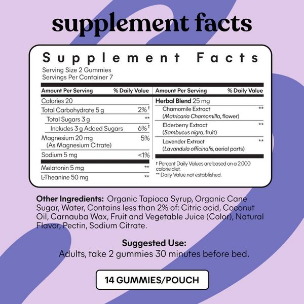 Lemme Sleep Gummies - Deep Sleep Support - 5 mg Melatonin, Magnesium & L-Theanine - Berry Flavored - 14ct