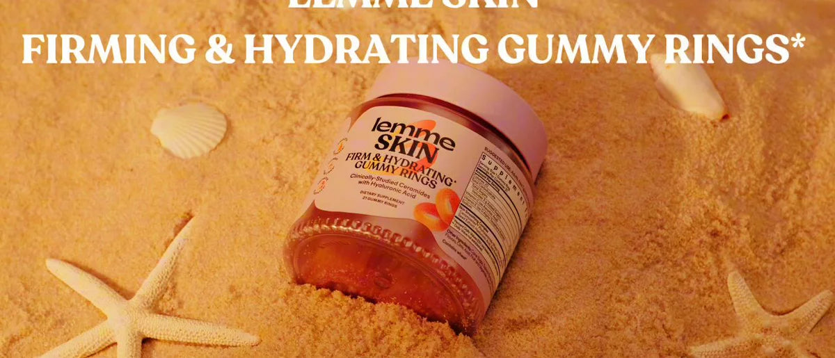 Lemme Skin Firming and Hydrating Gummy Rings - Clinically-Studied Ceramides with Hyaluronic Acid - Peach Flavored - 21ct