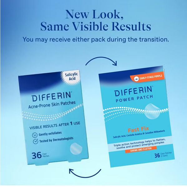 Differin Fast Fix Salicylic Acid Pimple Patches for Emerging Acne - 36ct