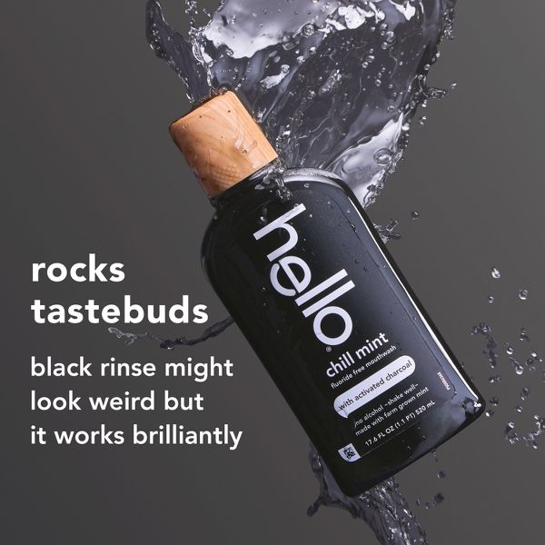 hello Alcohol Free Mouthwash with Activated Charcoal Fluoride Free Mouthwash - Chill Mint - 17.6 floz