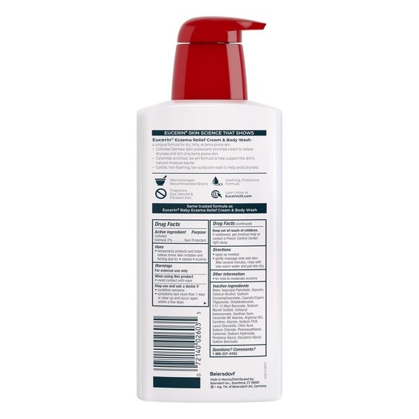 Eucerin Eczema Relief Cream & Body Wash Gentle Cleanser - Unscented - 13.5 fl oz