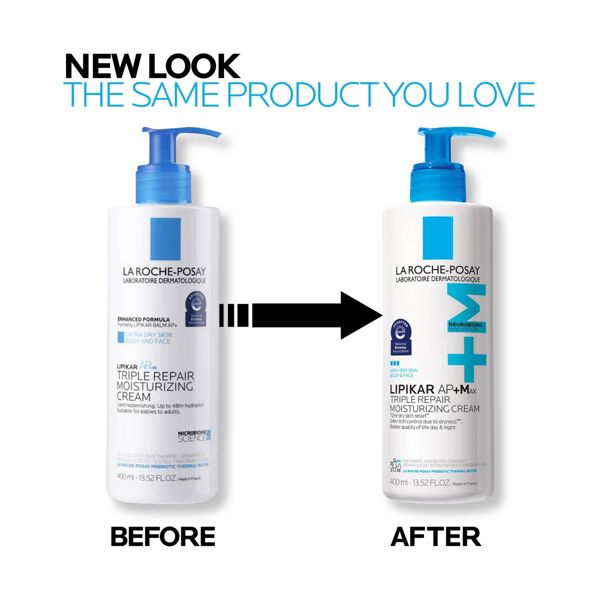 La Roche Posay Lipikar AP+M Triple Repair Body Moisturizing Cream Body and Face Moisturizer for Dry Skin with Shea Butter and Glycerin - 13.5 fl oz