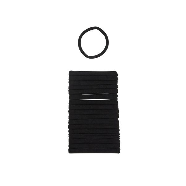 scünci No Damage Super Comfy Hosiery Elastic Hair Tie Ponytailers - Black - Fine Hair - 20pcs