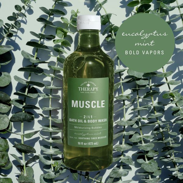 Village Naturals Therapy Muscle 2in1 Foaming Bath Oil & Body Wash, Eucalyptus Mint Scent, 16 fl oz