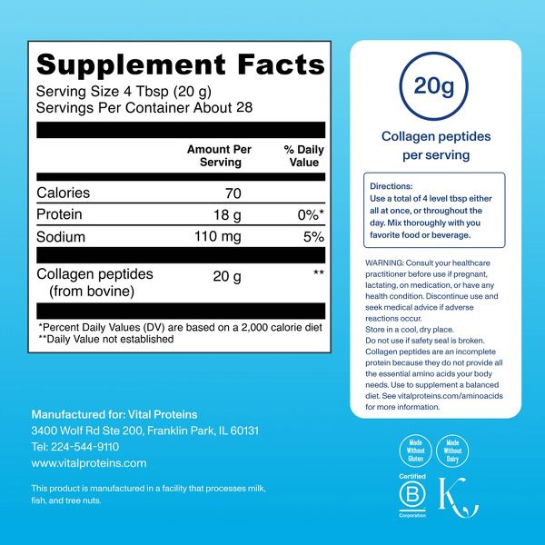 Vital Proteins Unflavored Collagen Peptides Powder - 10oz