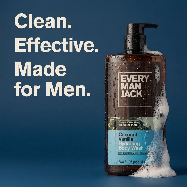 Every Man Jack Naturally Derived Men's Body Wash - Coconut + Vanilla - 28.8 fl oz