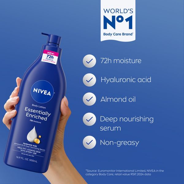 NIVEA Essentially Enriched Dry Skin Body Lotion with Almond Oil Scented - 16.9 fl oz