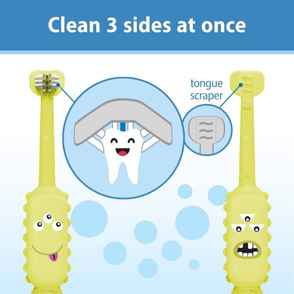 Dr. Brown's Tooth Scrubber Triple Sided Training Toddler Manual Toothbrush - Green