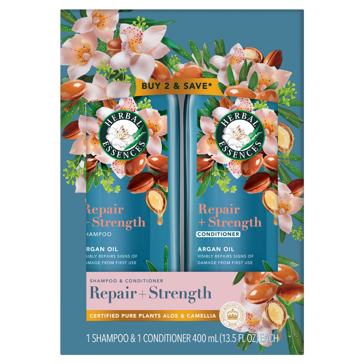 Herbal Essences Pure Plants Blend Argan Oil Repairing Color-Safe Shampoo/Conditioner Dual Pack - 13.5 fl oz/2ct