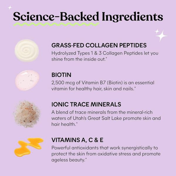 Lemme Glow Collagen Gummies - Hair, Skin & Nail Support - Biotin, Collagen, Trace Minerals & Vitamins - Peach Flavored - 60ct