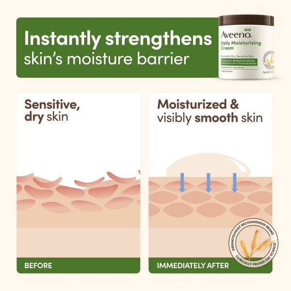 Aveeno Daily Moisturizing Cream - Fragrance Free - 15oz