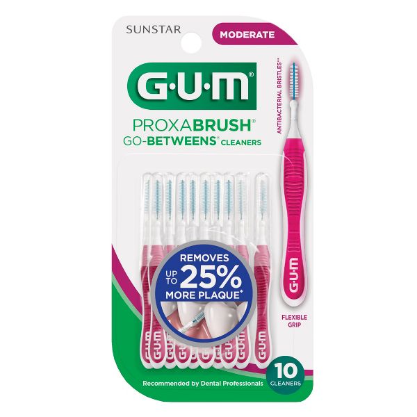 GUM Proxabrush Go-Betweens Moderate, Interdental Brushes Dental Picks - Soft - 10ct/4pk