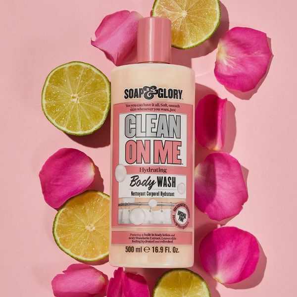 Soap & Glory Clean on Me Clarifying Mandarin, Strawberry, Rose, Peach and Musk Body Wash - Original Pink Scent - 16.9 fl oz