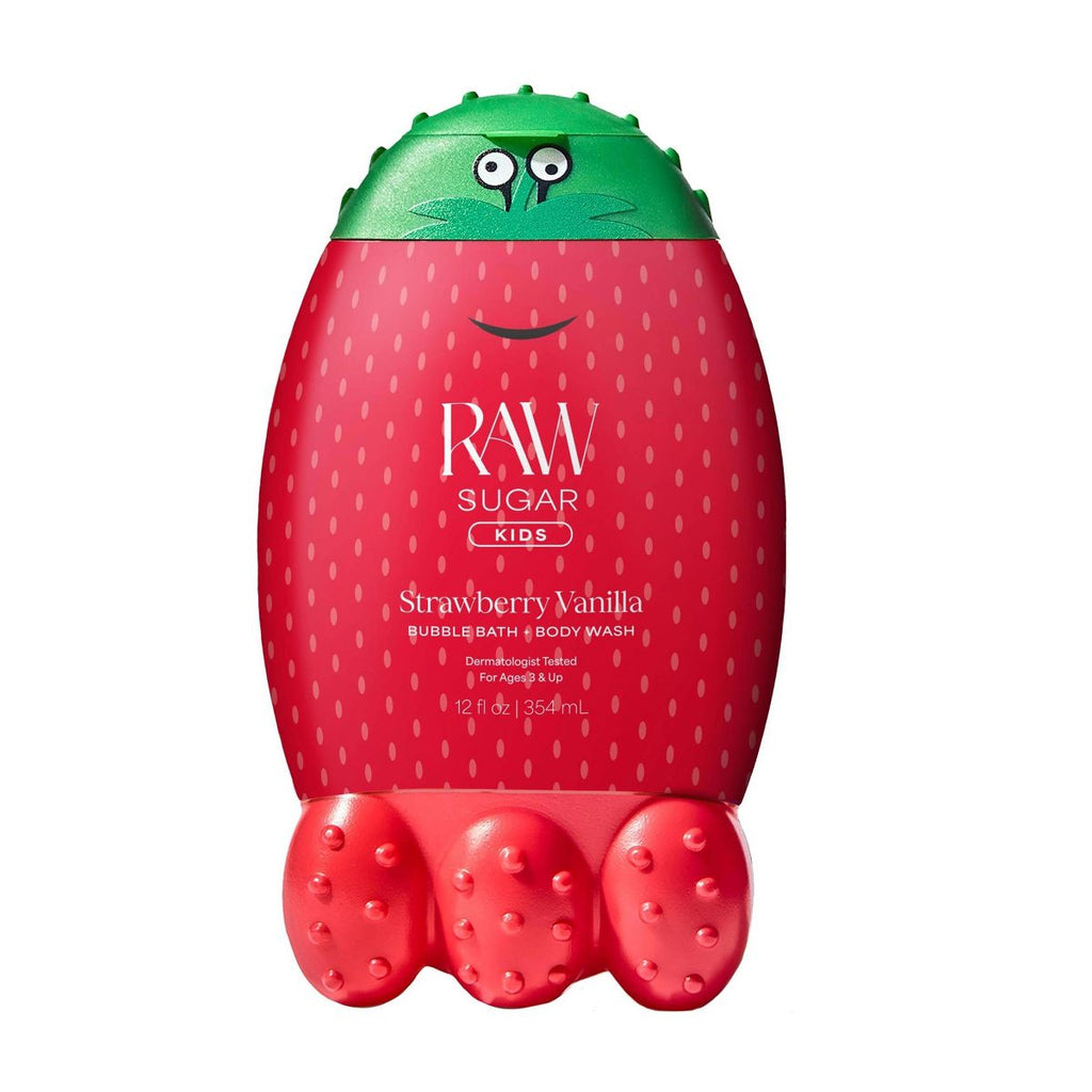 Raw Sugar Kids' Gentle Nourishing Bubble Bath + Body Wash - Strawberry Vanilla - 12 fl oz