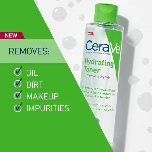 CeraVe Hydrating Toner for Face, Alcohol Free Facial Toner for Normal to Dry Skin - 6.8 fl oz