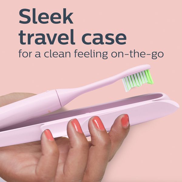 Philips One by Sonicare Battery Electric Toothbrush Model HY1100/01 with Travel Case and Brush Head - Coral