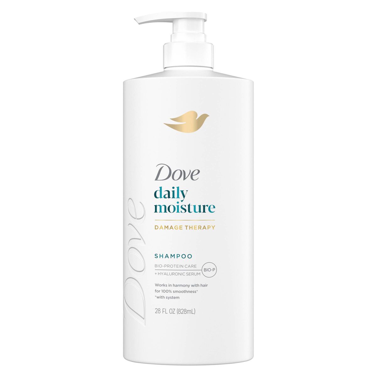 Dove Beauty Daily Moisture Hair Shampoo Pump with Hyaluronic Serum & Bio-Protein Care - 28 fl oz