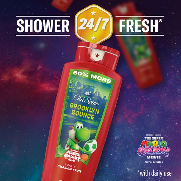 Old Spice x The Super Mario Galaxy Brooklyn Bounce Men's 24/7 Shower Fresh Body Wash - Scent of Smashed Fruit - 24 fl oz