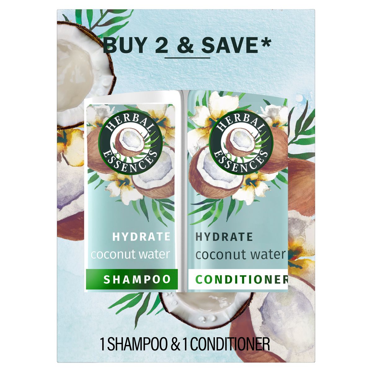 Herbal Essences Classic Hydrate - Coconut Water & Jasmine Moisturizing Shampoo and Conditioner Set - 27 fl oz