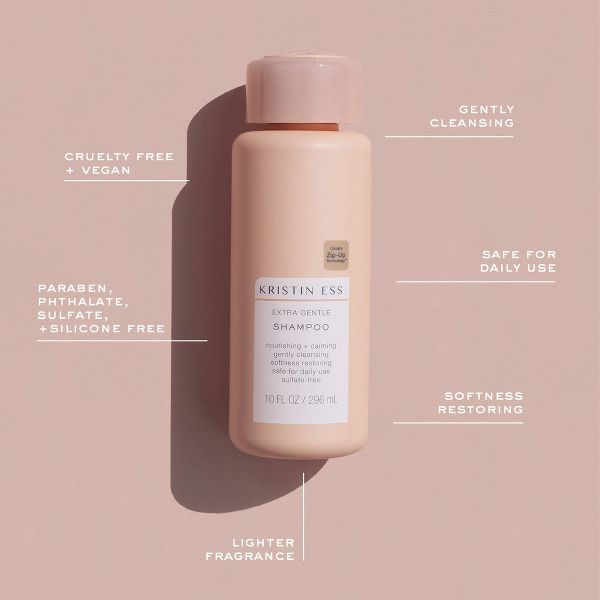 Kristin Ess Hair Extra Gentle Shampoo for Sensitive Skin + Scalp, Gently Cleanses, Color Safe, Sulfate Free + Vegan - 10 fl oz