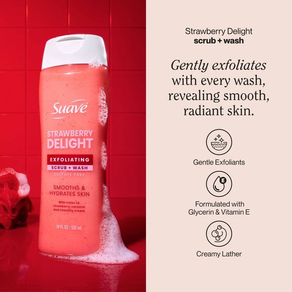 Suave Exfoliating Sulfate-Free Hydrating Body Wash and Scrub - Citrus Blossom - 18 fl oz