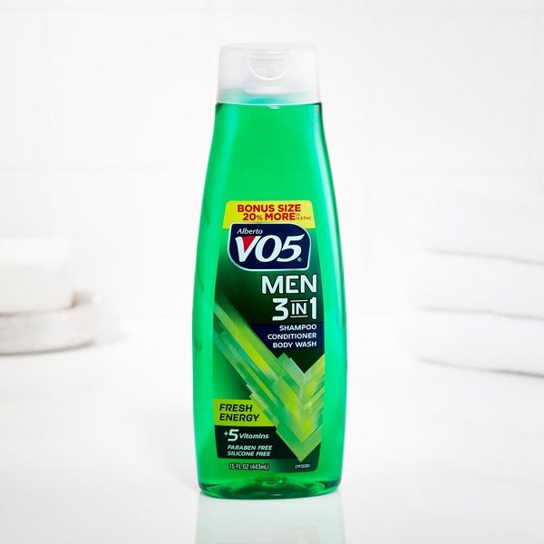 Alberto VO5 Men's 3 in 1 Body Wash, Shampoo and Conditioner, Fresh Energy Scent, 15 oz