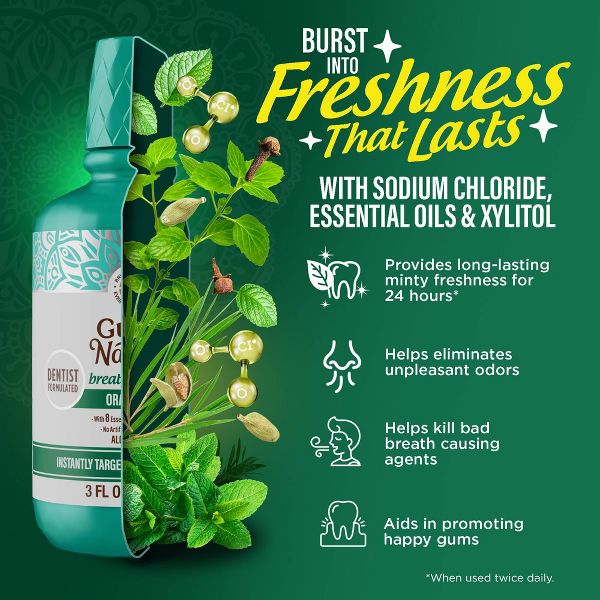 GuruNanda Oral Rinse Breath Harmonizer Mouthwash - Wild Mint - 3 fl oz