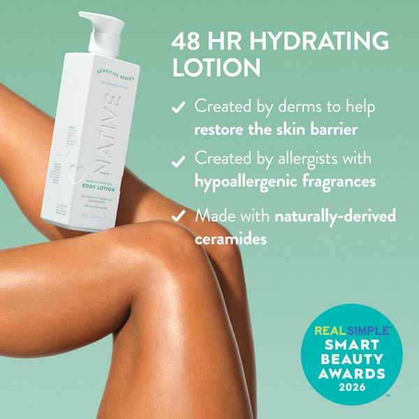Native Sensitive Series 48H Hydrating Body Lotion - Hypoallergenic - Fragrance Free - 18 fl oz