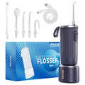 Paucax Dental Water Flosser Cordless for Teeth, 4 Modes Water Pick Flosser IPX7 Waterproof Portable Oral Irrigator with 5 Jet Tips for Adults