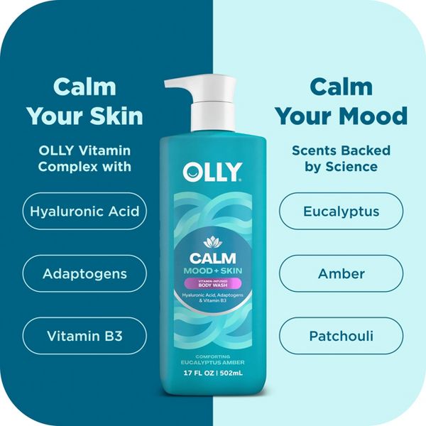 OLLY Calm Mood and Skin Vitamin-Infused Body Wash - Eucalyptus Amber - 17 fl oz