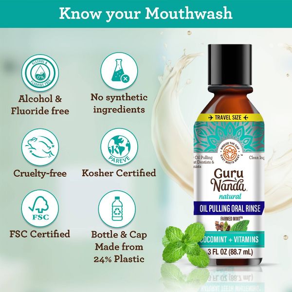 GuruNanda Cocomint Oil Pulling Oral Rinse - 3oz