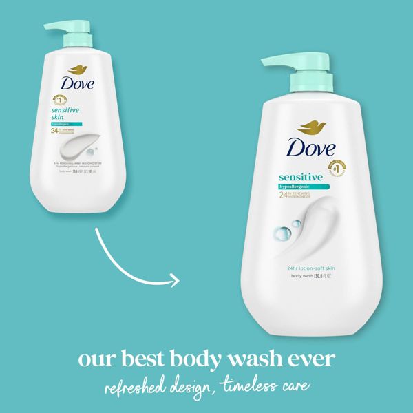 Dove Beauty Sensitive Skin Body Wash Pump Gentle Hypoallergenic Formula 24hr Lotion-Soft Skin - 30.6 fl oz