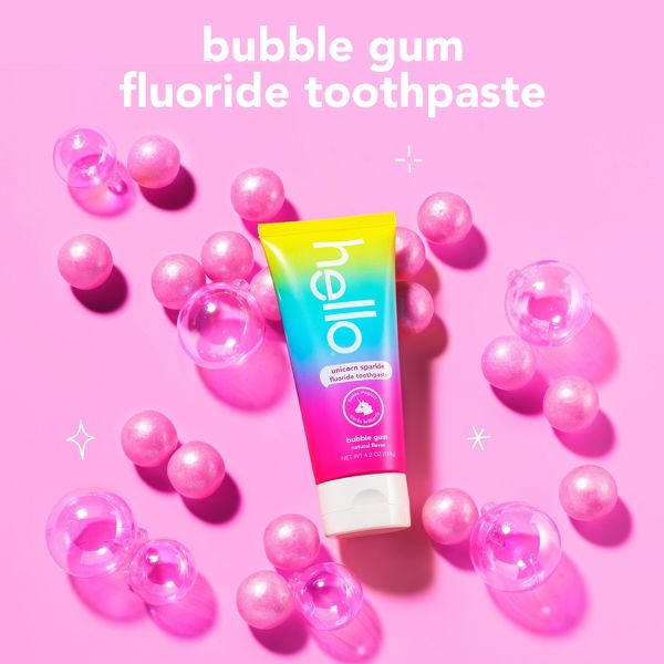 hello Kids' Unicorn Sparkle Bubble Gum Fluoride Toothpaste - 4.2oz