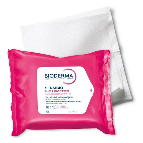 Bioderma Sensibio H2O Facial Cleansing And Makeup Removing Wipes For Sensitive Skin - 25ct