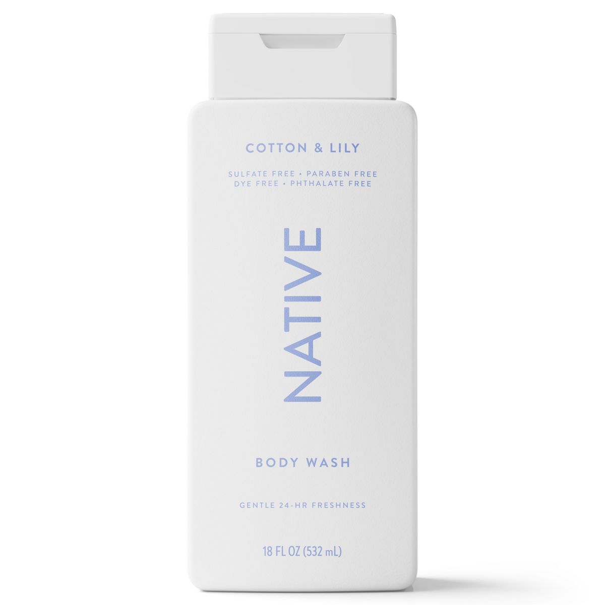 Native Body Wash for Women & Men - Cotton & Lily - Sulfate Free - 18 fl oz