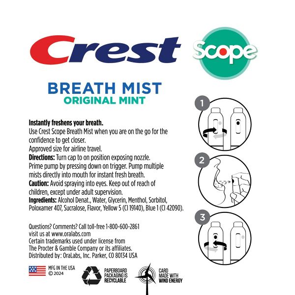 Crest Scope Original Mint Breath Mist – 0.24oz/2ct