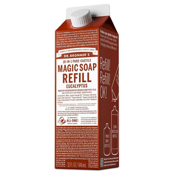 Dr. Bronner's Pure Castile Liquid Soap Bodywash Refill Carton - Eucalyptus - 32 fl oz