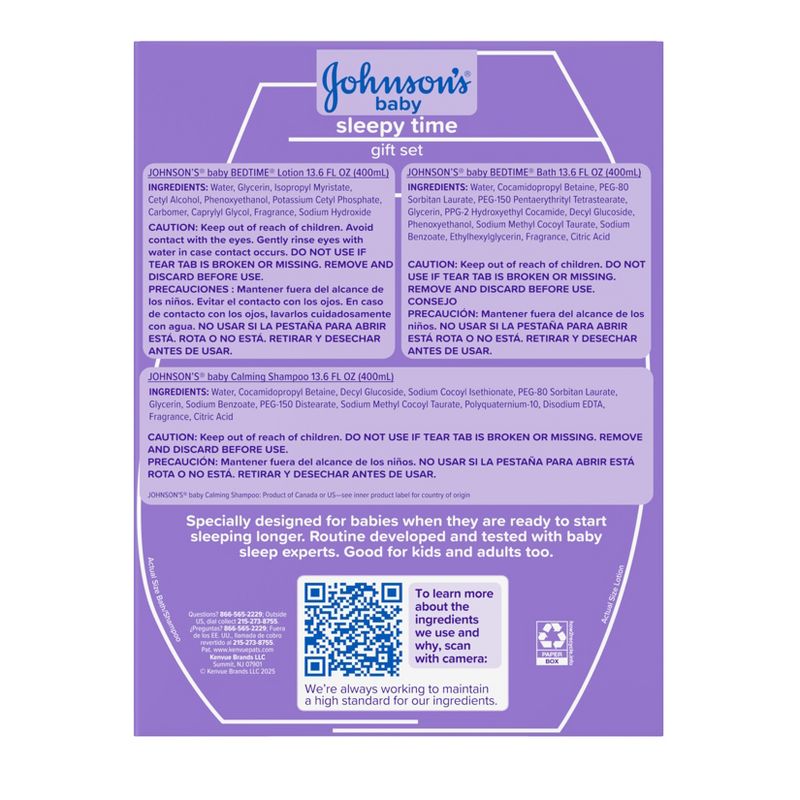 Johnson's Sleepy Time Bedtime Baby Gift Set Includes Baby Bath Shampoo, Wash & Body Lotion - 3ct
