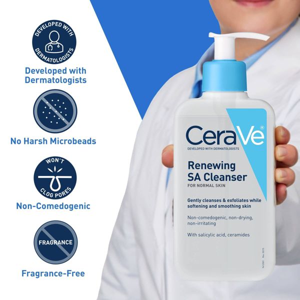 CeraVe SA Face Wash Salicylic Acid Cleanser with Hyaluronic Acid and Niacinamide - 16 fl oz