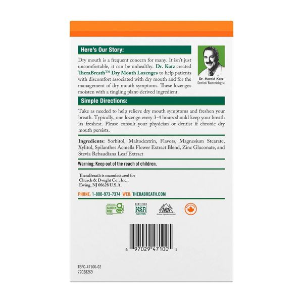 TheraBreath Dry Mouth Mint Lozenges - 100ct