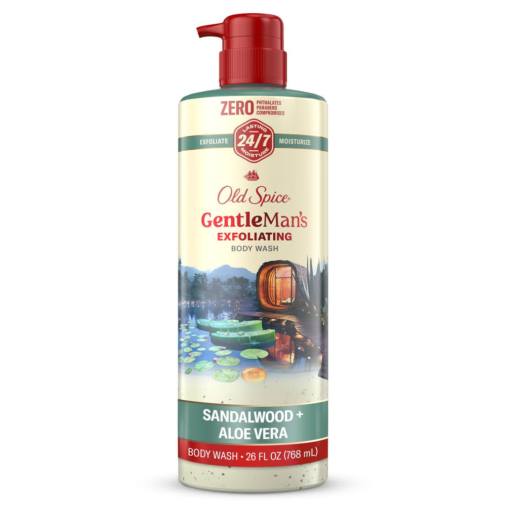 Old Spice Gentle Man's Blend Exfoliating Bodywash Pump - Sandalwood & Aloe Vera - 26 fl oz