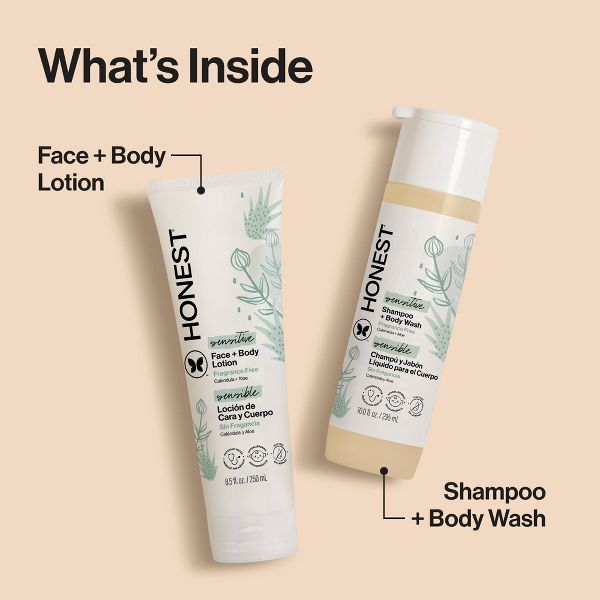 The Honest Company Sensitive Disney Shampoo + Body Wash and Lotion Duo - Fragrance Free - 18.5 fl oz