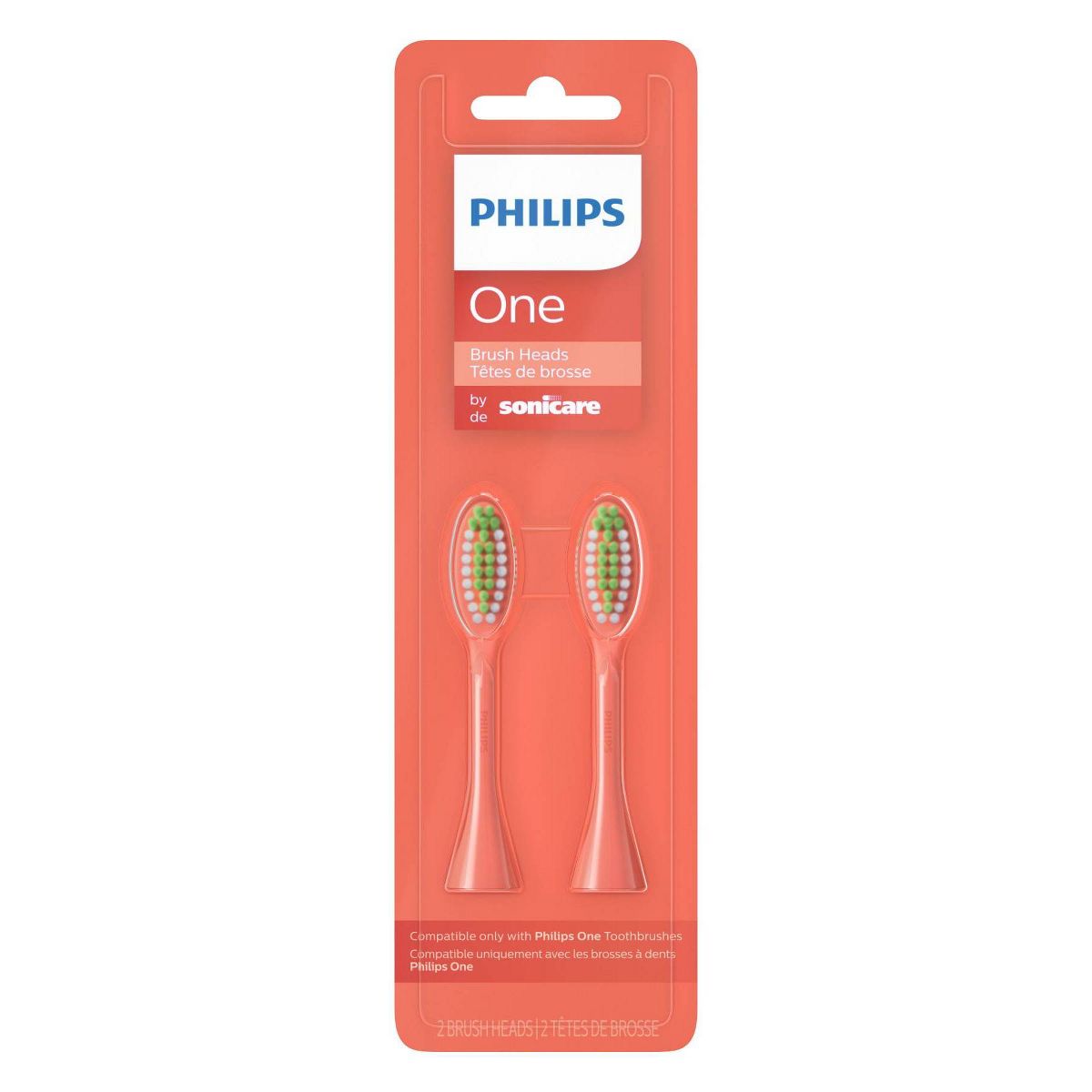 Philips One by Sonicare Replacement Electric Toothbrush Head - BH1022/01 - Coral - 2pk