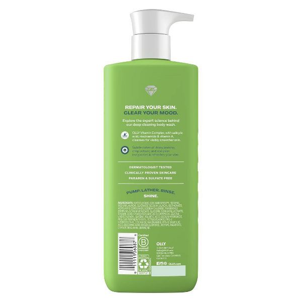 OLLY Clear Mood and Skin Vitamin-Infused Body Wash - Crisp Vetiver Pear - 17 fl oz