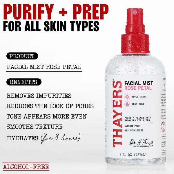 Thayers Natural Remedies Witch Hazel Alcohol Free Toner Facial Mist with Rose - 8 fl oz
