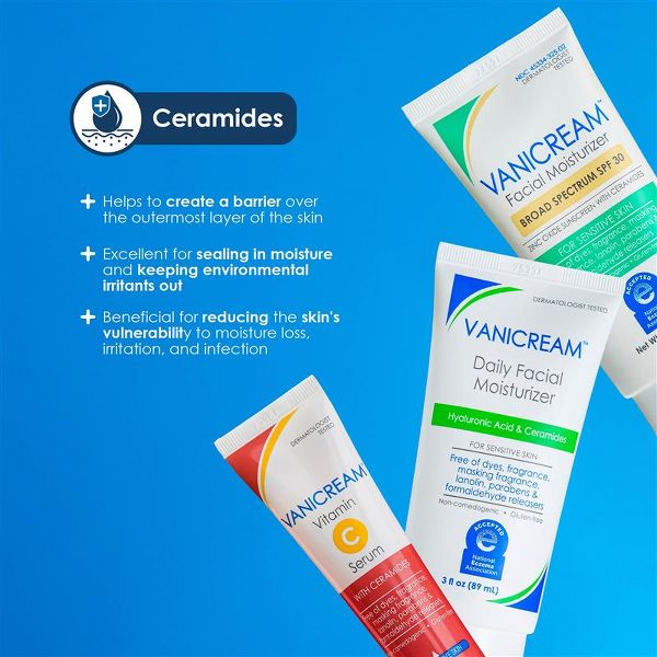 Vanicream Facial Moisturizer SPF 30 Zinc Oxide Mineral Sunscreen for Sensitive Skin - Unscented - 2.5oz