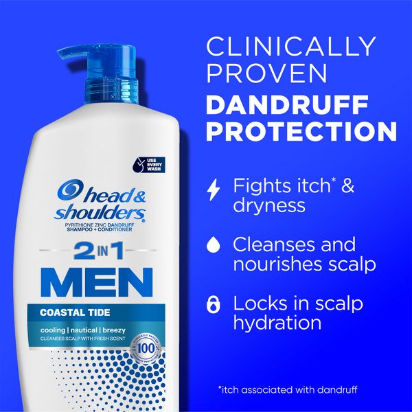 Head & Shoulders Men's 2-in-1 Shampoo and Conditioner, Anti-Dandruff Treatment, Full & Thick for Daily Use, Paraben-Free - 28.2 fl oz
