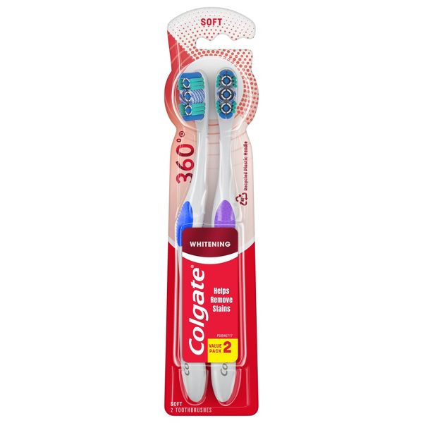 Colgate 2 Pack 360 Optic Whitening Toothbrush + 6.3oz/3 Count Max Fresh Cool Mint Toothpaste