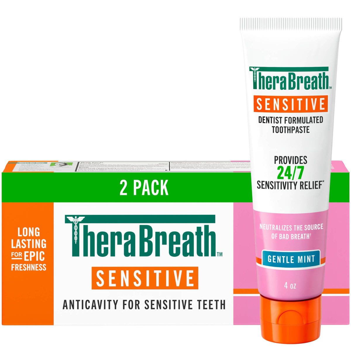TheraBreath Sensitive Fluoride Toothpaste - Gentle Mint - 4oz