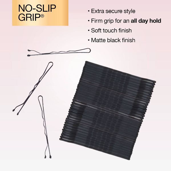 scünci No-Slip Grip Bobby Pins - Matte Black - All Hair - 45pcs